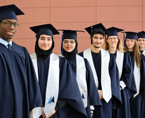 Seniors throwing hats
